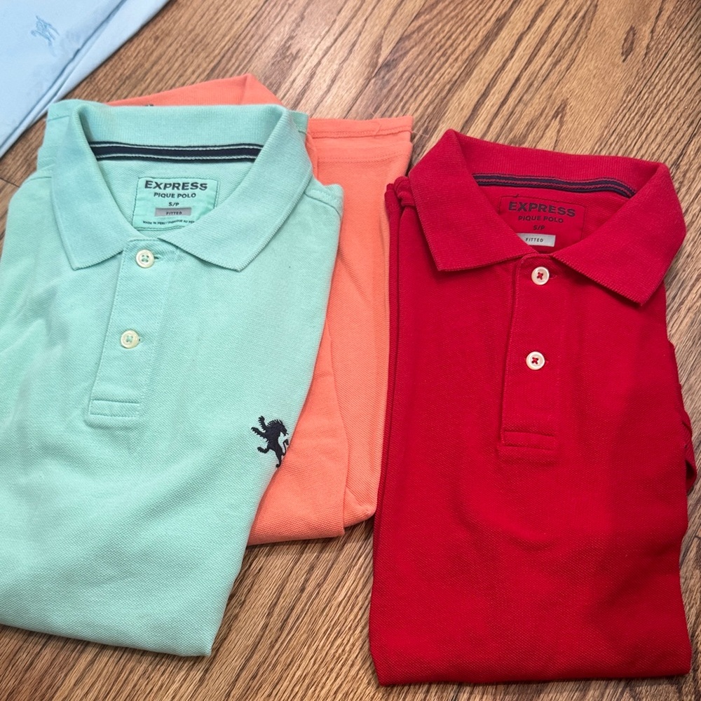 Express Polo Shirt Trio - Light Green, Peach, and Red